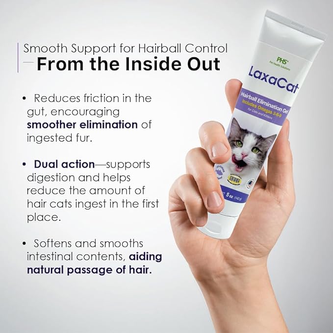 Hairball Gel for Cats - Gentle Hairball Remedy & Feline Digestive Support-Cat Hairball Paste for Constipation Relief, Hairball Control & Furball Treatment-Malt-Flavored Cat Laxative Gel, 5 oz