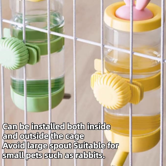 No-Drip Small Animal Water Bottle for Cage Guinea Pigs, Hamsters, Bunnies, Ferrets, Squirrels, Hedgehogs, Chinchillas, Rabbits, Kitten, Kitty, Dogs, Cats (Yellow,S)