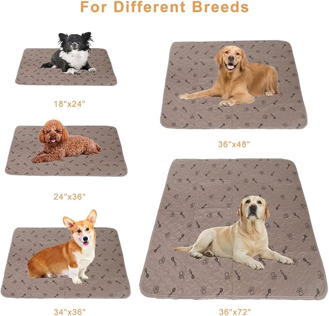Peepeego 2Pack Pee Pads for Dogs Reusable+Free Dog Comb, Waterproof Rug 36"x72", Absorbent Dog Pads Washable, Non Slip