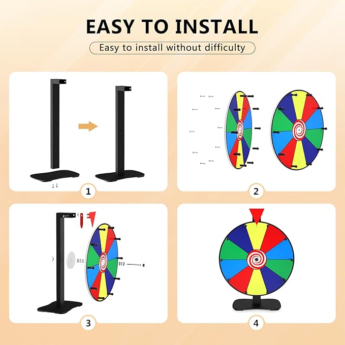 14 Inch Spinning Wheel for Prizes, 10 Slots Color Prize Wheel, Heavy Duty Tabletop Wheel Spinner with Dry-Erase Marker and Eraser for Parties, Trade Show, Carnival Events