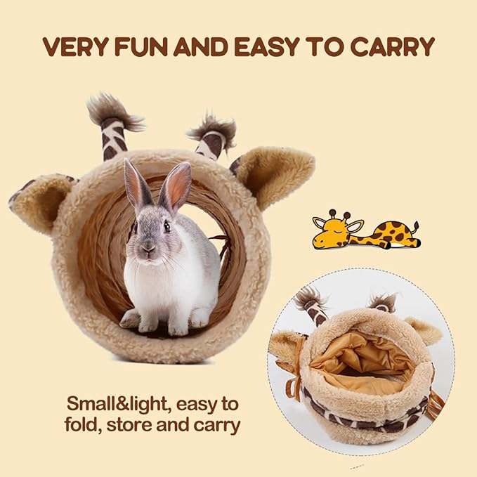 Bunny Guinea Pig Hideout Collapsible, Rat Ferret Tube Hideway, Small Animal Tunnel Toy Cage Accessories for Hedgehog Chinchillas Rabbit