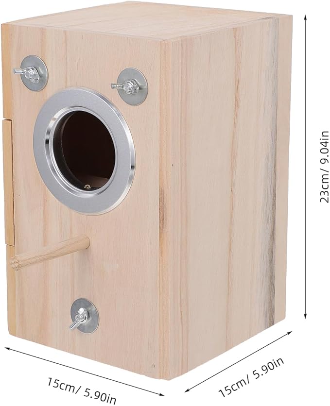 POPETPOP Parakeet Nesting Box, Wooden Bird Breeding Box for Cage, Parrots Mating House with Divided Interior for Cockatiel Finch Lovebirds Conure - Bird Cage Accessories