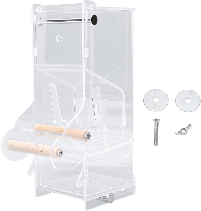 AUNMAS No Mess Bird Feeder Food Container with Perch Automatic Transparent Feeder for Small Medium Birds