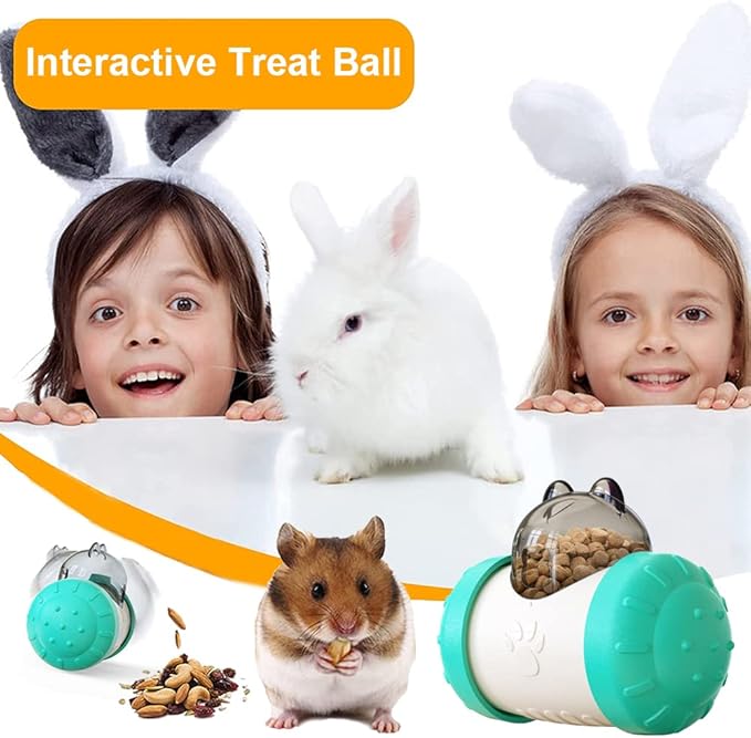 Interactive Treat Ball for Rabbits, Roll and Push, Use with Diced Carrot, Dried Herbs or Dried Fruit, Snack Toy Ball for Rabbits, Guinea Pigs, Chinchillas, Hamsters, Gerbils, Rat Ect