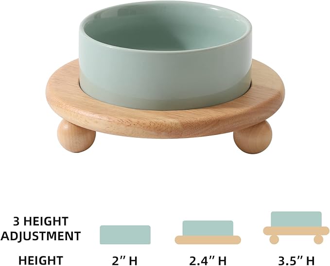 Havniva Raised Cat Water Bowl 5.1” Elevated Ceramic Cat Food and Water Bowl Whisker Friendly Pet Water Bowls for Indoor Cats, Wide Kitten Dish Relieve Whisker Fatigue Non Slip Cat Feeder