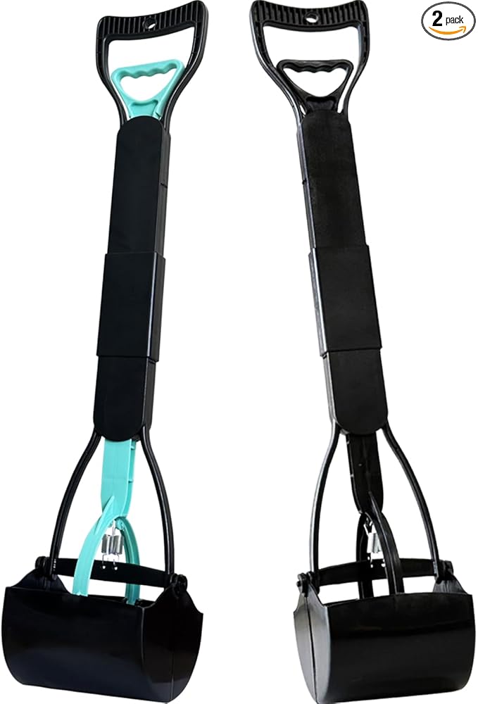 ienjoyed 2-Pack Pooper Scooper for Large Small Dogs Heavy Duty, 32" Long Handle Poop Scoop for Yard, Grass, Gravel, Dog Poop Grabber with High Strength Material