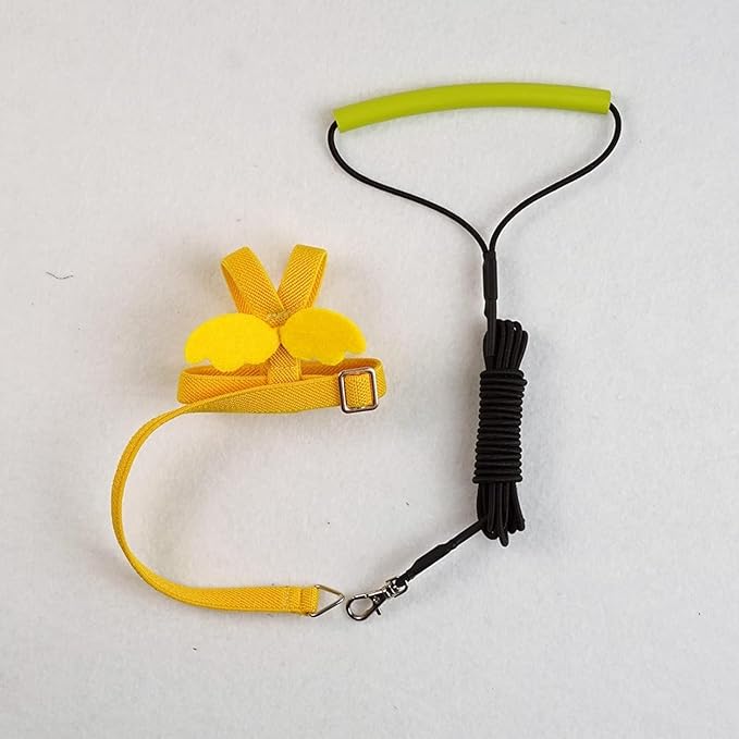 Bird Harness Leash Adjustable Outdoor Training Flying Harness Traction Rope with Cute Wing for Parrots Pigeons Budgerigar Lovebird Cockatiel Mynah (XL,Yellow)