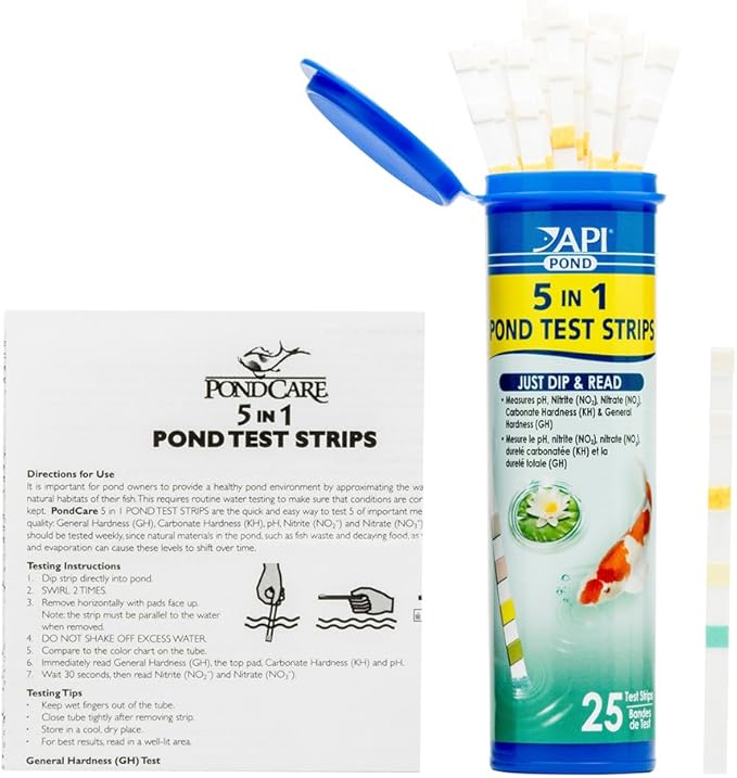 API POND 5 IN 1 POND TEST STRIPS Pond Water Test Strips 25-Count