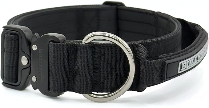 Heavy Duty Dog Collar, Tactical Dog Collar, Dog Collars for Medium Dogs, Waterproof Dog Collar, Dog Training Collar, Quick-Release Metal Buckle, Adjustable Sizes – BULLYBREED (Black, Medium)