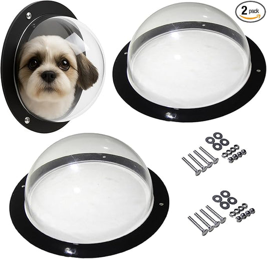 Dog Fence Window - Clear View Dome Pet Peek Window - 12.4in for Dog/cat/Horse,Even Children (2 Pack)
