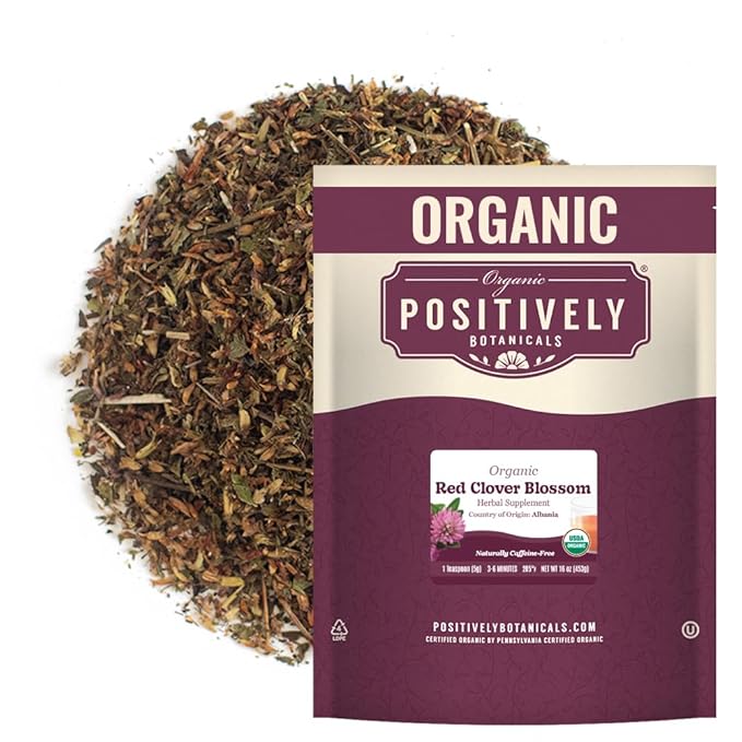 Organic Positively Botanicals Company, Red Clover Blossoms, Herbal Tea Loose Leaf Botanical, 16 Ounce