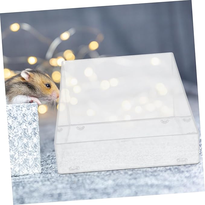 Happyyami Hamster Sand Bathroom Clear Acrylic Sandbox for Small Pets Dust Bath for Chinchilla and Gerbil Transparent Bathing Box for Hamsters and Other Small Animals