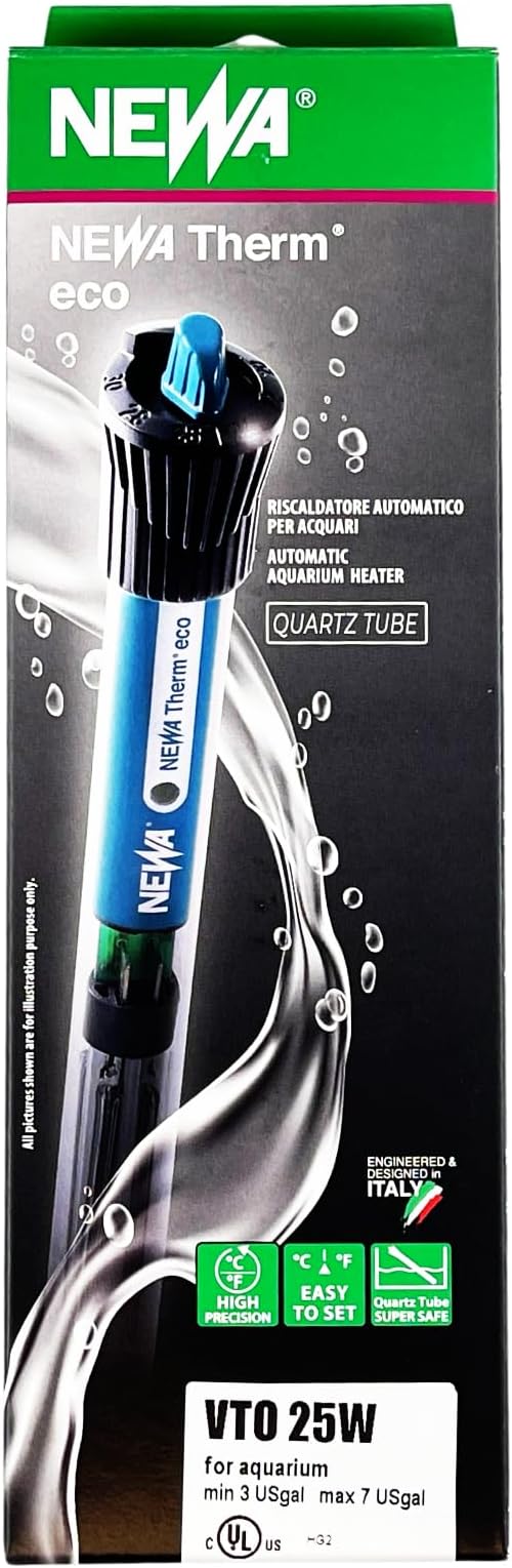 Newa Therm Eco Heater Submersible Adjustable Aquarium Heater with Suction Cup, 25 watt