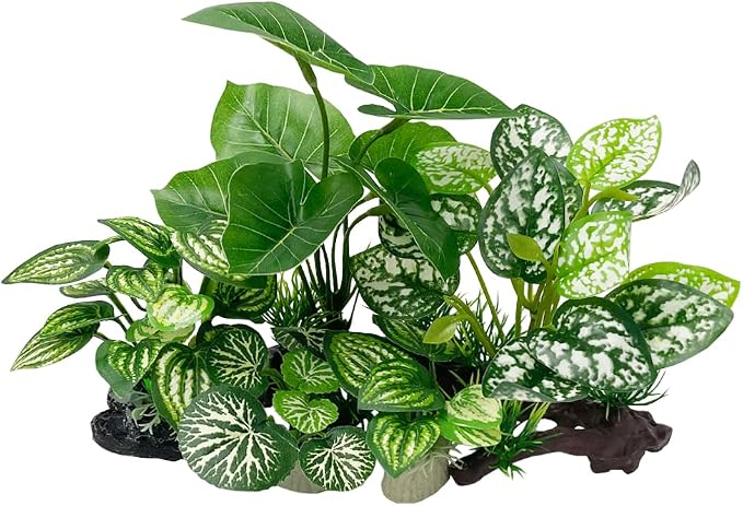 Fish Tank Decorations Aquarium Decoration Ornaments Accessories Betta Fish Hides Cave Rest Soft Leaf (Mix-Leaf-Set-C)
