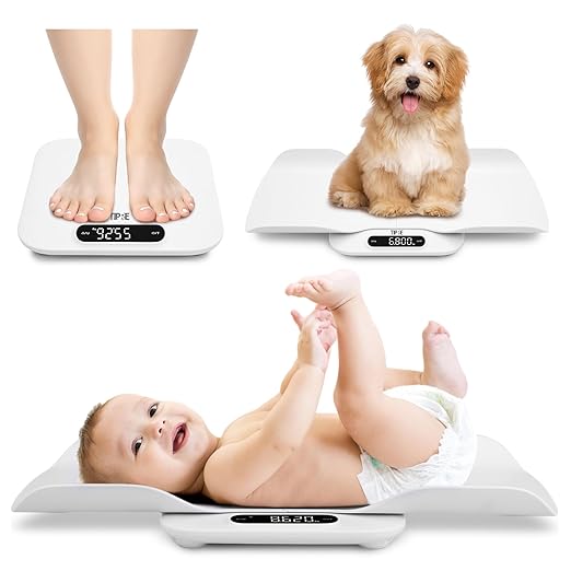 TIPRE Baby Weight Scale, Infant Scale with Detachable Tray, Pet Scale for Cat Dog, Multiple Weighing Scale for Toddler, Children, Pet and Adult Auto-Rotation LED Screen, Up to 400lb/180kg