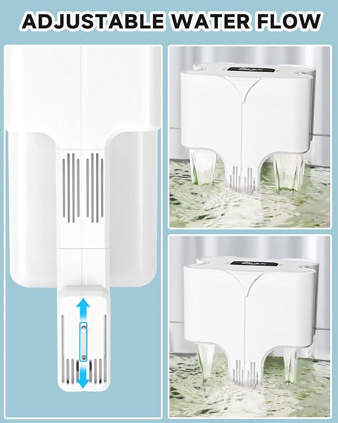 AQQA Hang On Aquarium Filter, Power Waterfall HOB Fish Tank Filter with Surface Skimmer, Adjustable Flow, Silent Multi-Stage Filtration for Freshwater & Saltwater, for Rimless Aquariums (12W 112GPH)