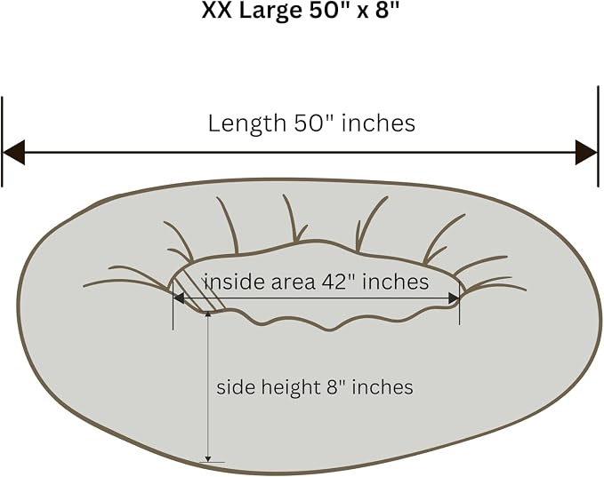 Organic Cotton Canvas Dog Bed: Removable Cover, Natural Fill - Made in USA (Black, XX Large 50" x 8" inches)