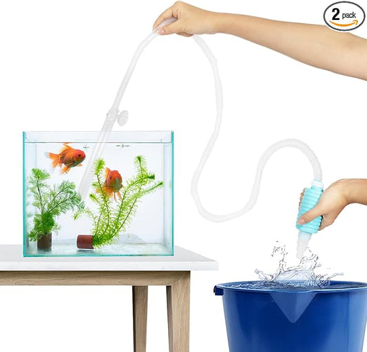 TERA PUMP 2 Pack Nano Fish Tank Gravel Cleaner Siphon | Manual Fast Water Pump, For Aquariums Under 10 Gallons, BPA-Free, Water Change Siphon Hose