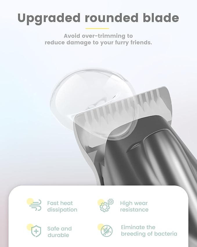 PAPMINI Dog Grooming Kit with LED Display, 35dB Ultra-Low Noise Dog Paw Trimmer, Cordless Hair Trimmer for Paws, Ears, Face, Rump with LED Light (Light Sliver)