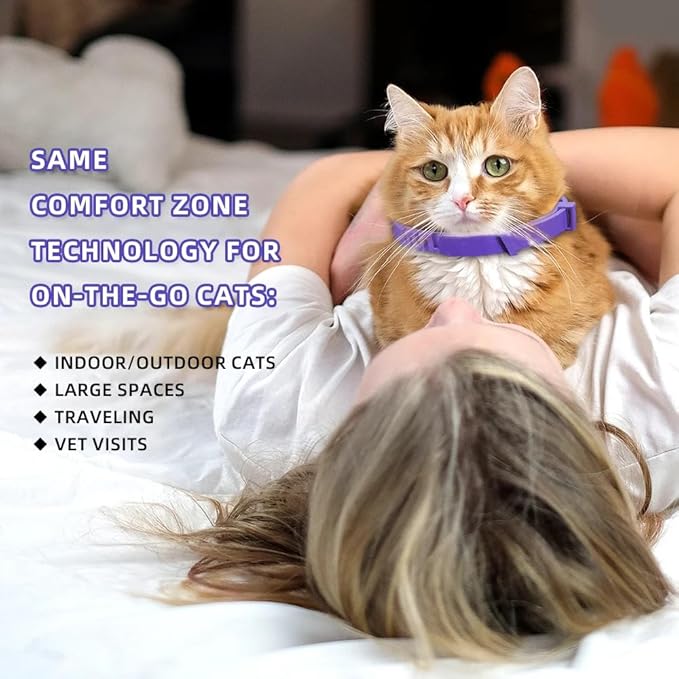 Calming Pheromone Collar for Cats, 4-Pack, Adjustable, Long-Lasting 60-Day Stress & Anxiety Relief, Noise Reduces & Anxiety Separation, Purple
