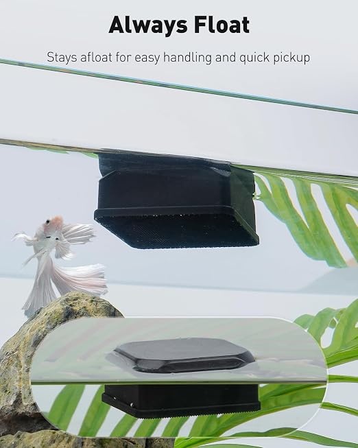 Pawfly Aquarium Magnet Glass Cleaner with Thermometer Digital, 2 in 1 Thermometer Magnets Brush, 2" Mini Algae Scraper for Aquariums, Strong Magnetic Brush for Glass Fish Tanks (Up to 20 Gallons)