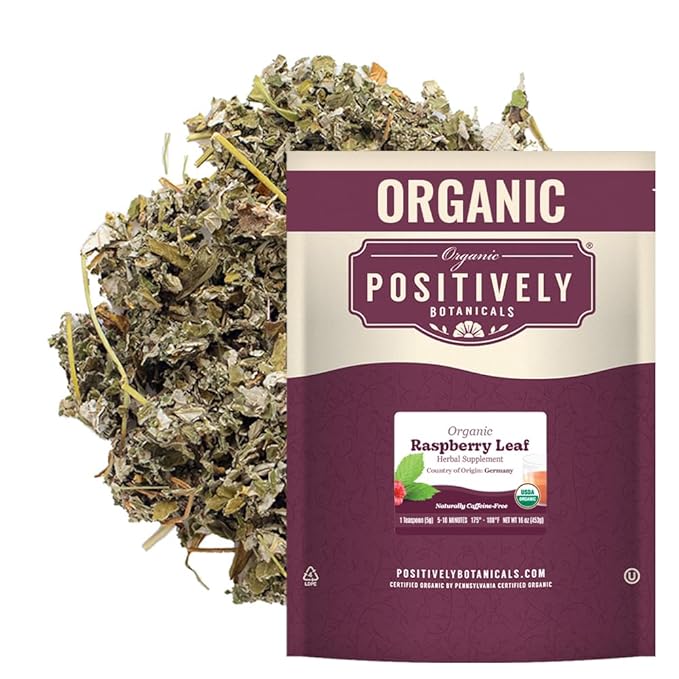 Organic Positively Botanicals Company, Raspberry Leaf, Herbal Tea Loose Leaf Botanical, 16 Ounce