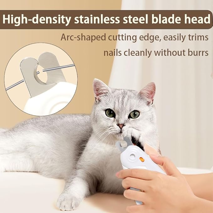 LED Dog Nail Clipper with Light, Illuminate Nails and Bloodline for Safe Trimming, with Nail File, Transparent Guard and Safety Lock, Suitable for Cats and Dogs-White