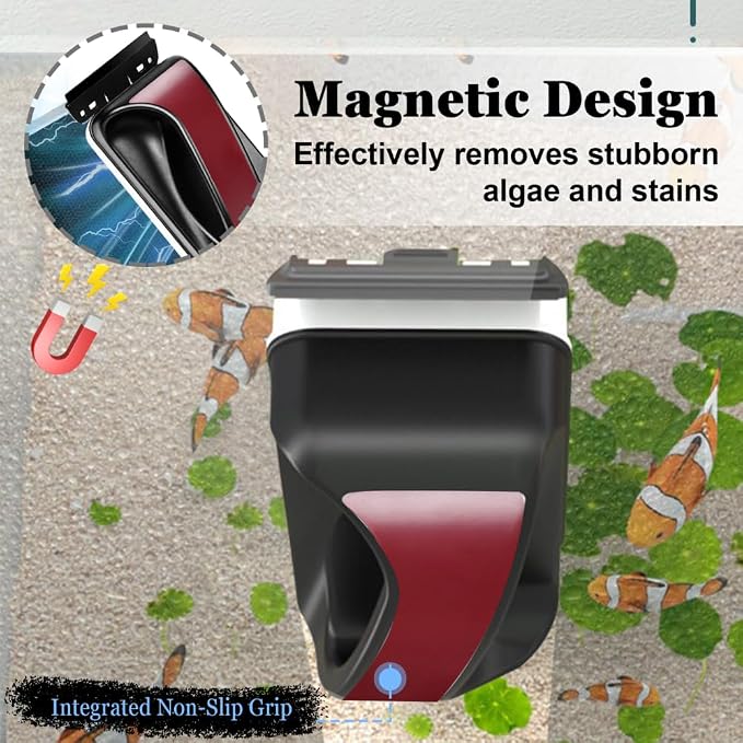 MiOYOOW Magnetic Fish Tank Cleaner, Double Sided Scrubber with Algae Scraper Blade Strong Magnet Floating Brush for 0.9/1.8cm Aquarium