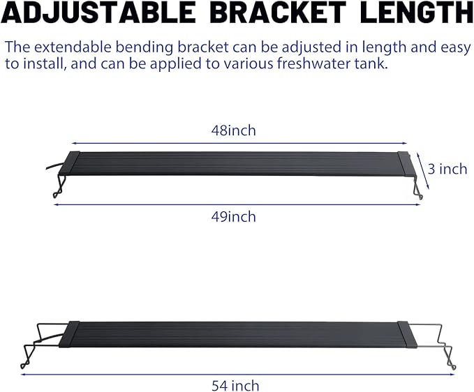 WaterRebirth Ultra-Slim Full Spectrum LED Aquarium Light with Adjustable Brackets.1750LM 40W for 48Inch to 54Inch Fish Tank Lighting Fresh Water