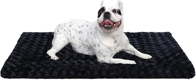 Washable Dog Bed Mat Crate Pad Soft Fluffy Pet Kennel Beds Dog Sleeping Mattress for Large Jumbo Medium Small Dogs, 30 x 19 Inch, Black
