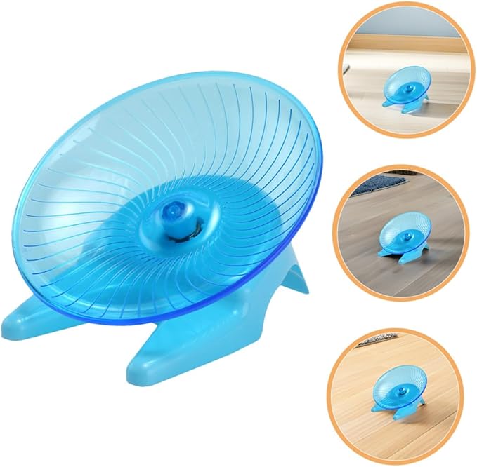 Cabilock Silent Pet Running Wheel with Non-Slip Stand, 7-inch Flying Saucer Hamster Exercise Wheel for Gerbils, Hamsters, and Small Animals, Light Blue Small Animal for Active Play