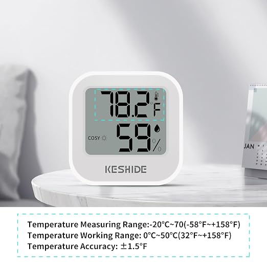 Digital Hygrometer Thermometer for Room Temperature Humidity Meter Indoor Thermometer Accuracy Calibration LCD Temperature Sensor, Bedroom, Baby Room, Office, Greenhouse, Cellar