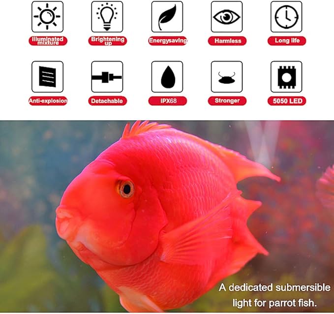MQ 16 in Submersible LED Aquarium Light, 2.5W Color Changing Fish Tank Light with Remote Control, IP68 Crystal Glass 18 LEDs Lights Bar, for Fish Tank 20-25 inch
