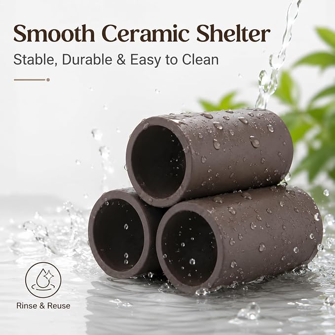 3-Tube Shrimp Hideout, Small Aquarium Cave for Dwarf Shrimp | Fry and Tiny Fish, 0.79-Inch Openings, Resin Fish Tank Shelter