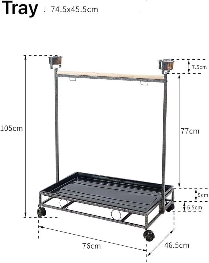 41" Large Amazon Cockatoo Parrot Bird Play Stand Gym Play Ground Rolling Stand. (Silver White)