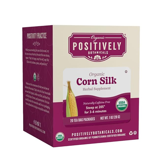 Organic Positively Botanicals Company, Corn Silk Herbal Tea Bags, 20 Count