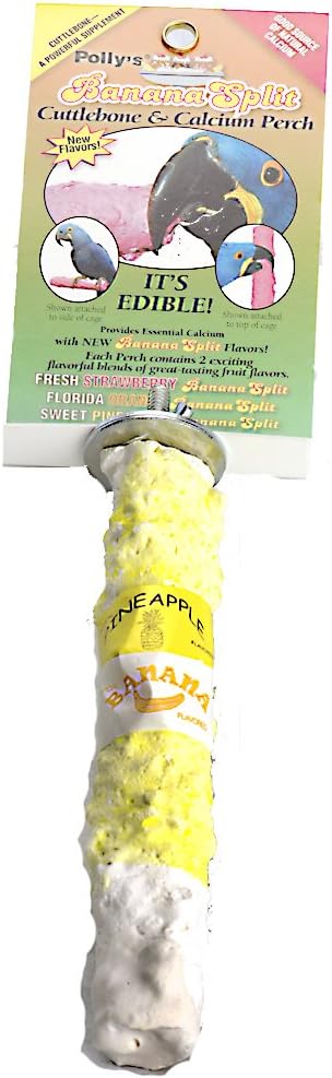 Polly's Edible Cuttlebone Calcium Bird Cage Perch for Budgies, Parakeets, Amazons, Blue & Golds, Macaws and Cockatoos.… (Variety, Medium)