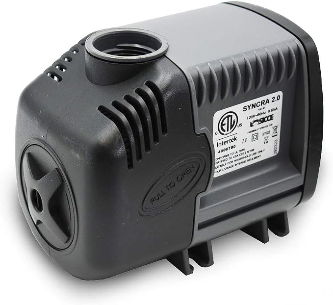 SICCE Syncra Silent 2.0 Multifunction 568 GPH Submersible Water Pump | Italian Made 35W Ultra Quiet Durable Aquarium Fish Tank, Fountain, Pond, Hydroponics, Terrarium Black | Freshwater & Saltwater