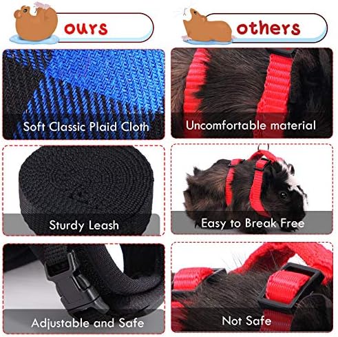 2 Pieces Guinea Pig Harness and Leash with Safety Bell Adjustable Hamster Ferret Harness and Leash Set No Pulling Walking Vest for Ferret Chinchilla and Similar Small Animals(M, 8-9 Inch Chest)