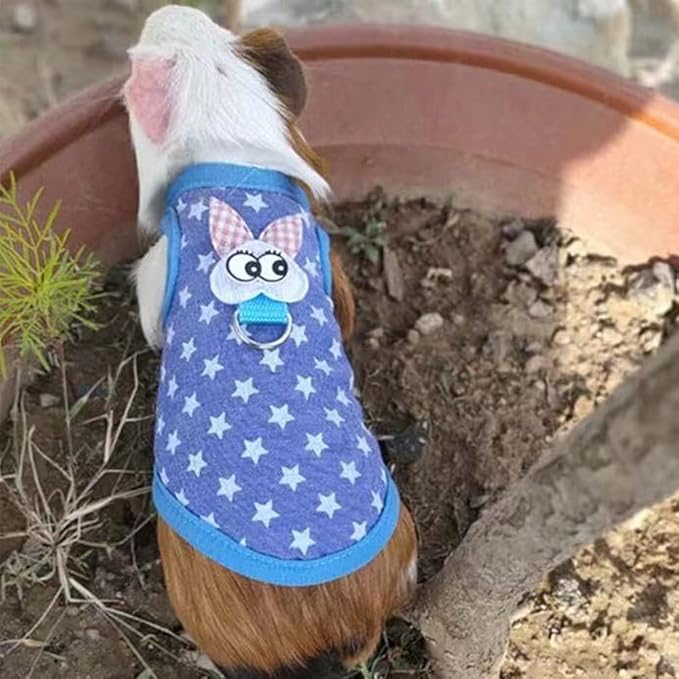 Small Animals Harness Warm Hamster Clothes Blue Guinea Pig Harness and Leash Set Small Pets Outfits for Mouse Rats Hedgehog Squirrel and Small Breeds,S