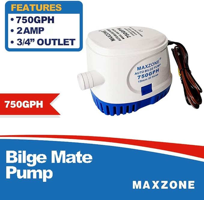 Automatic Submersible Boat Bilge Water Pump 12v 750gph Auto with Float Switch (750 GPH)