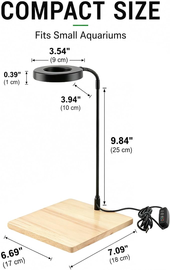 Aquarium Light Full Spectrum LED10W Light with Timer Auto On/Off | Betta Fish Tank Light,Nano Terrarium Fish Tank Lamp,3 Light Colors + Dimmable Brightness