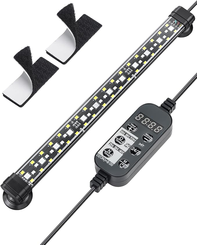 Pawfly 6.5 W Aquarium LED Light 12 Inch 24/7 Fish Tank Light with Full Spectrum IPX8 Waterproof Lights Multi-Colored LEDs with D/N Mode Single Color Effects Timer and Adjustable Brightness