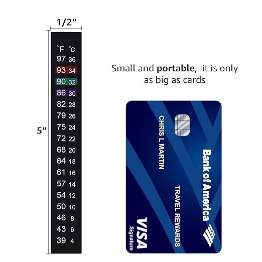 Brewing Thermometer Adhesive Strip Thermometer Aquarium Thermometer 10pcs | Fish Tank Thermometer Strip, Temperature Test Strip Thermometer Sticker for Tank/Kombucha/Fermentation Jar 39 to 97℉/4 to 36℃