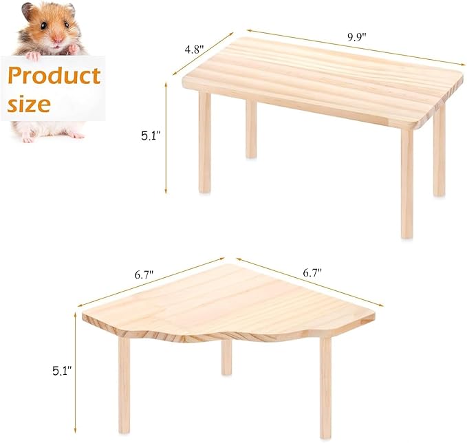 2 Pcs Set Hamster Play Wooden Platform for Dwarf Syrian Hamsters Gerbils Mice Degus or Other Small Pets