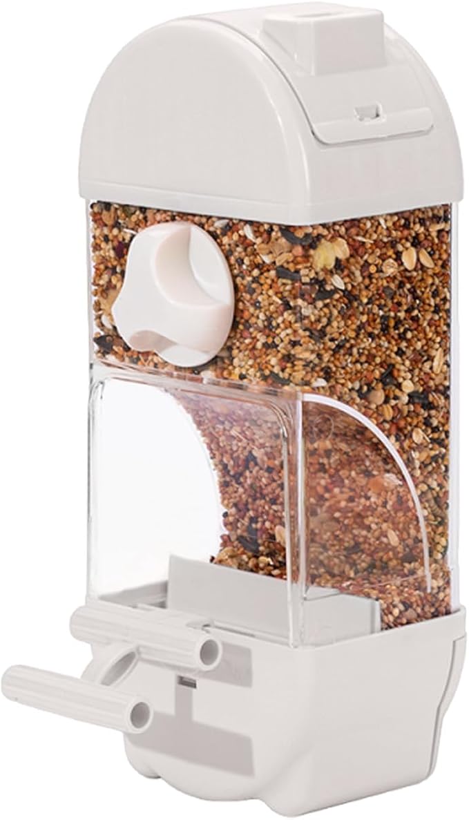 Focket Bird Feeder, 800ml Transparent No Mess Feeding Semi Enclosed Easy Top Fill Bird Feeding Box, Anti Scatter Tray with Hanging Design for Parakeets Cockatiels
