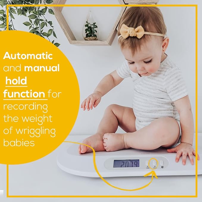 Beurer BY90 Baby Scale, Pet Scale, Digital, with Measuring Tape, tracking weight with App | For: Infant, Newborn, Toddler /Puppy, Cat - Animals | LCD Display, weighs Lbs/Kg/Oz Highly accurate