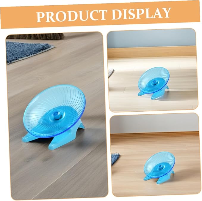Toddmomy Silent Hamster Flying Saucer Exercise Wheel with Non-Slip Stand, Whisper-Quiet Spinning for Small Pets Including Gerbils, Hedgehogs, and Hamsters, Light Blue