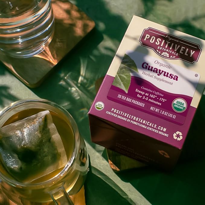 Organic Positively Botanicals Company, Guayusa Herbal Tea Bags, 20 Count