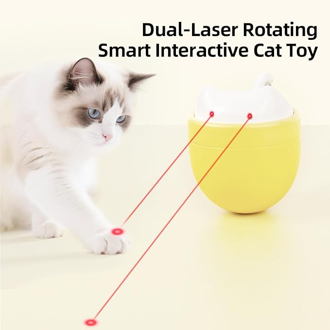 Upgraded Automatic Laser Cat Toy for Indoor Cats, interactive cat toy with Dual Rotating Beams 3 Modes Random Trajectory Motion Activated USB Rechargeable Cat Toys for Bored Indoor Adult Cats Kittens